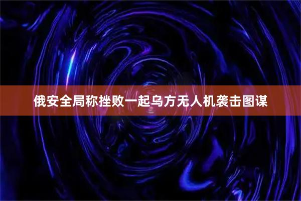 俄安全局称挫败一起乌方无人机袭击图谋
